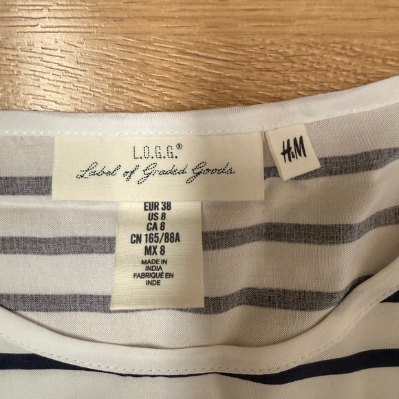 H&M Striped Navy and White Women's Top - Picture 3 of 6